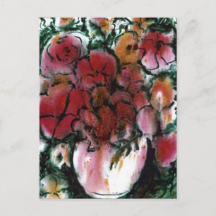 Florale Postkarte "Pink Vase"