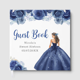 Florale Prinzessin im marineblauen Kleid Sweet Six Gästebuch