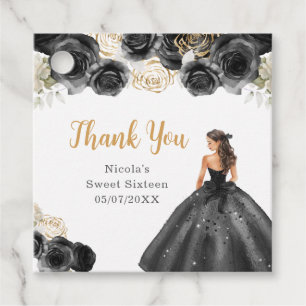 Florale Prinzessin im schwarzen Kleid Sweet Sixtee Geschenkanhänger