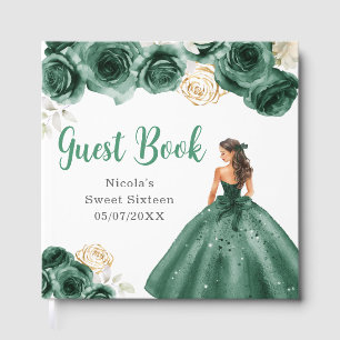 Florale Prinzessin in dunkelgrünem Kleid Sweet Six Gästebuch