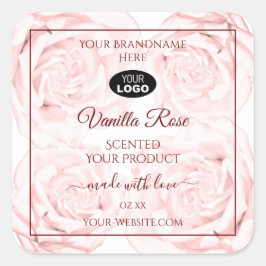 Florale Produktkennzeichnungen Hellrosa Rose mit L Quadratischer Aufkleber