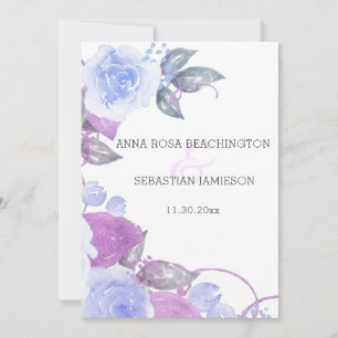 *~* Florale QR Blaue Rosen AR12 - RSVP PHOTO Hochz Einladung