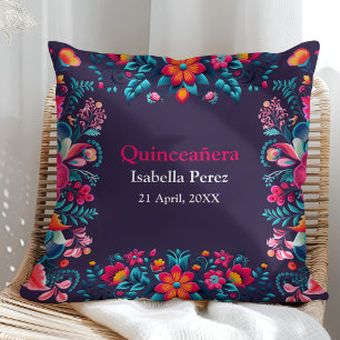 Florale Quinceañera Lila Mexikanische Festtags-Geb Kissen