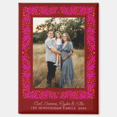 Florale Rahmen und Text in Pink und Rot Magnet (Vorderseite)