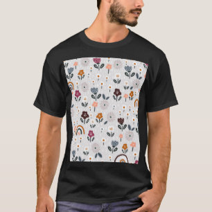 Florale Regenbögen: Handgezeichnete nahtlose Textu T-Shirt