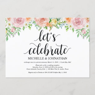 Florale Romantik-Elopement-Empfangs-Einladungskart Einladung