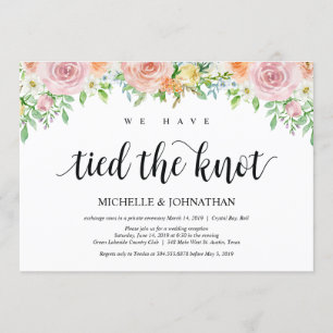 Florale Romantik-Elopement-Empfangs-Einladungskart Einladung