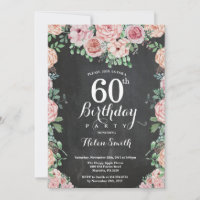 Florale rosa Pfingstrosen 60. Geburtstag Tafel