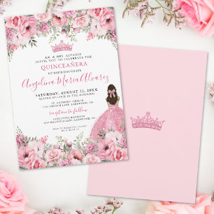 Florale Rosa Quinceanera Einladung