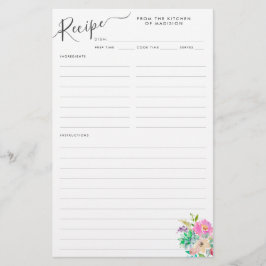 Florale Rosa Rezept Karte
