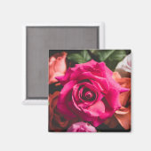 Florale rosa Rosenblüten Magnet (Vorderseite/Rückseite)