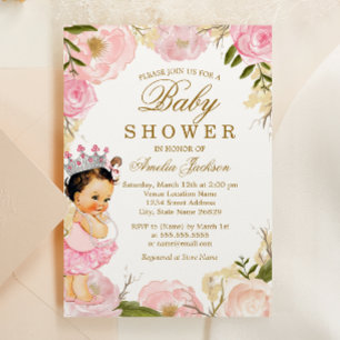 Florale Rose Babyprinzessin Es ist ein Mädchen Bab Einladung
