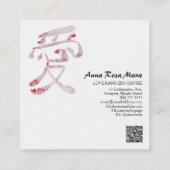 *~* Florale Rose LIEBE Kanji Japan QR Quadratische Visitenkarte (Rückseite)