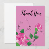 Florale Rose Pink Danke Karte (Vorne/Hinten)