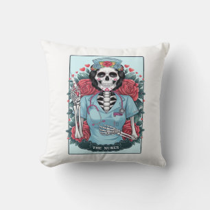 Florale Rose Skelett Krankenschwester Tarot Karte Kissen