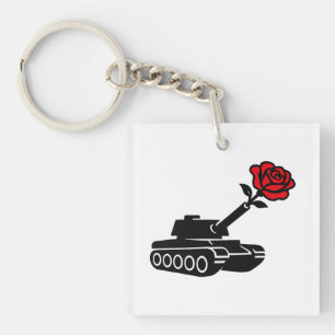 Florale Rose tank Anti-War-Pazifismus Schlüsselanhänger
