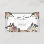 Florale Rose Vintage Visitenkarte (Rückseite)