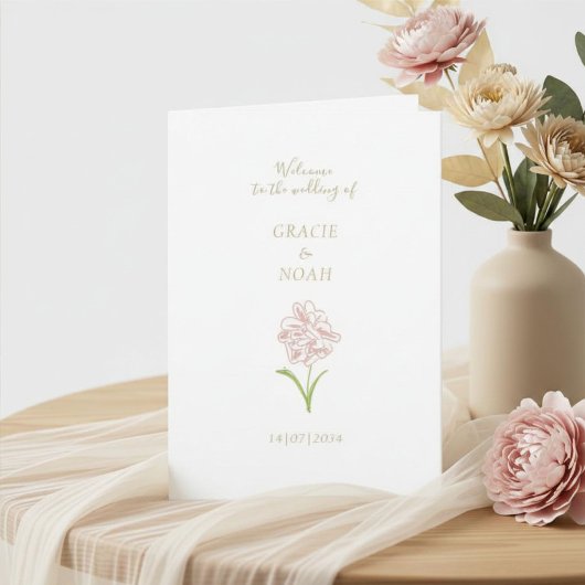 Florale Rosen Elfenbein-Faltkarte Hochzeitsprogram Programm
