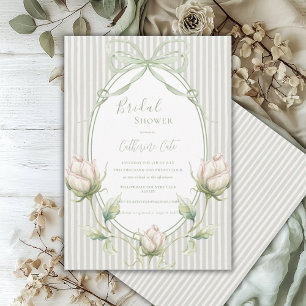 Florale Rosen Salbeigrün Whimsical Braut- Einladung