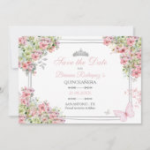 Florale Röte-Pink- und Grün-Save-the-Date-Karte (Vorderseite)