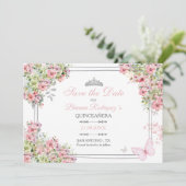 Florale Röte-Pink- und Grün-Save-the-Date-Karte (Stehend Vorderseite)