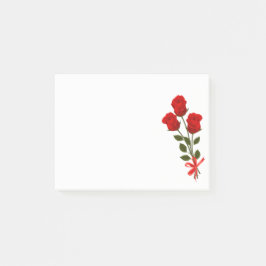 Florale Rote Rosen Blume - Liebe Blume Botanisch Post-it Klebezettel