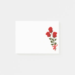 Florale Rote Rosen Blume - Liebe Blume Botanisch Post-it Klebezettel