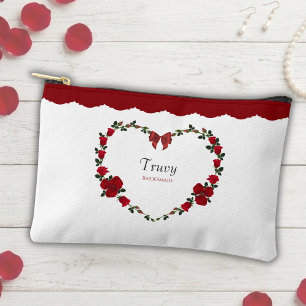 Florale rote Rosen Brautjungfer Kosmetiktasche Zubehörtasche