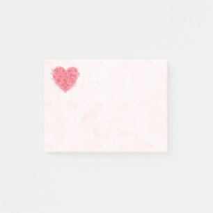 Florale rote Rosen Herz rosa Grunge-Drucke Post-it Klebezettel