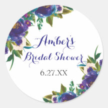 Florale runde Aufkleber für Brautdusche