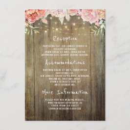 Florale Rustikale Lichter Hochzeitsinformation Gas Begleitkarte