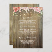 Florale Rustikale Lichter Hochzeitsinformation Gas Begleitkarte (Vorne/Hinten)