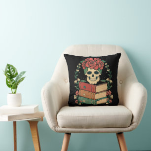 Florale Schädel auf deinen Büchern Kissen