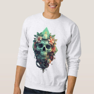 Florale Schädel mit Kerze Pixel-Art Sweatshirt