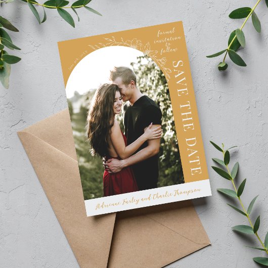 Florale Schlichtheit 1 Gelber Ocker Save The Date