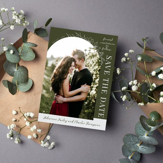 Florale Schlichtheit 1 | Modernes Grün | Save The Date