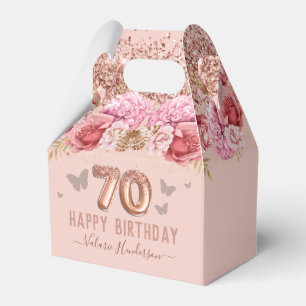 Florale Schmetterlinge Rosa 70. Geburtstag Geschenkschachtel