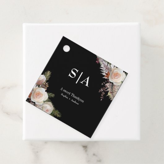 florale schwarze Eleganz | Dankeschön Terracotta W Geschenkanhänger (Beispiel)