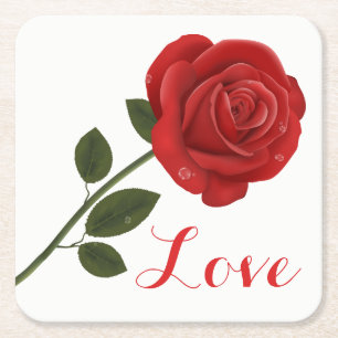 Florale schwarze Liebe rote Rose Blume - Hochzeits Rechteckiger Pappuntersetzer