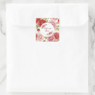 Florale Selbstklebeetiketten Petit mot doux Quadratischer Aufkleber