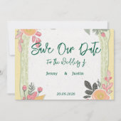 Florale Sommerhochzeit mit Zitrone Einladung (Vorderseite)