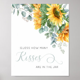 Florale Sonnenblume Errate wie viele Küsse Dusche Poster
