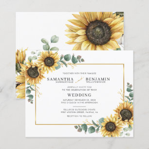 Florale Sonnenblumen-Eukalyptus-Grünzeug-Hochzeit
