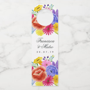 Florale spanische Fiesta-Hochzeit Flaschenanhänger