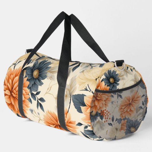Florale Sporttasche mit Orange Duffle Bag (Rechte Ecke)