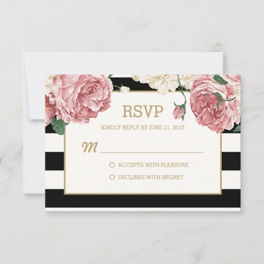 Florale Streifen UAWG/Hochzeitskarten RSVP Karte (Vorderseite)