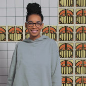 Florale Symmetrie des Kunsthandwerks Mitte des Jah Fliese