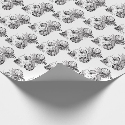Florale Tangle Zeichnung - Geschenkpapier (Ecke)