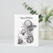 Florale Tangle Zeichnung -  Postkarte (Stehend Vorderseite)