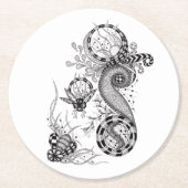 Florale Tangle Zeichnung -  Runder Pappuntersetzer (Vorderseite)